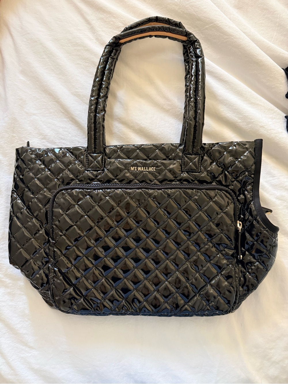 MZ Wallace Glossy Black Quilted Nylon Dog Carrier - Picture 2 of 7